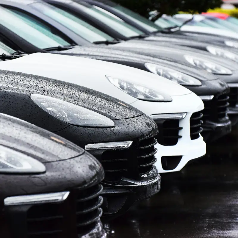 Rows of cars lined up at a vehicle auction